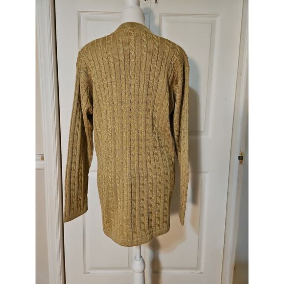 Outlander Studio Vintage Gold Sparkly Cardigan Sweater Vintage Made In Hong Kong - Picture 9 of 14